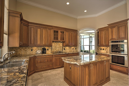 granite kitchen with ogee edge and island