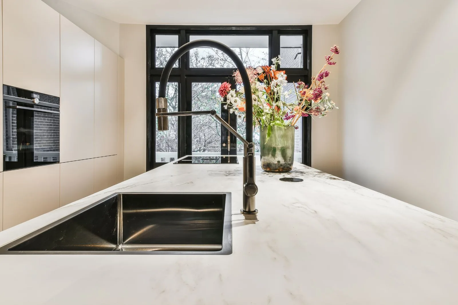 kitchen with quartz worktops