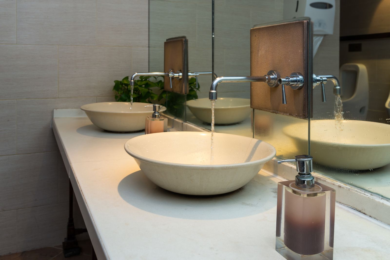quartz bathroom worktops in a modern home